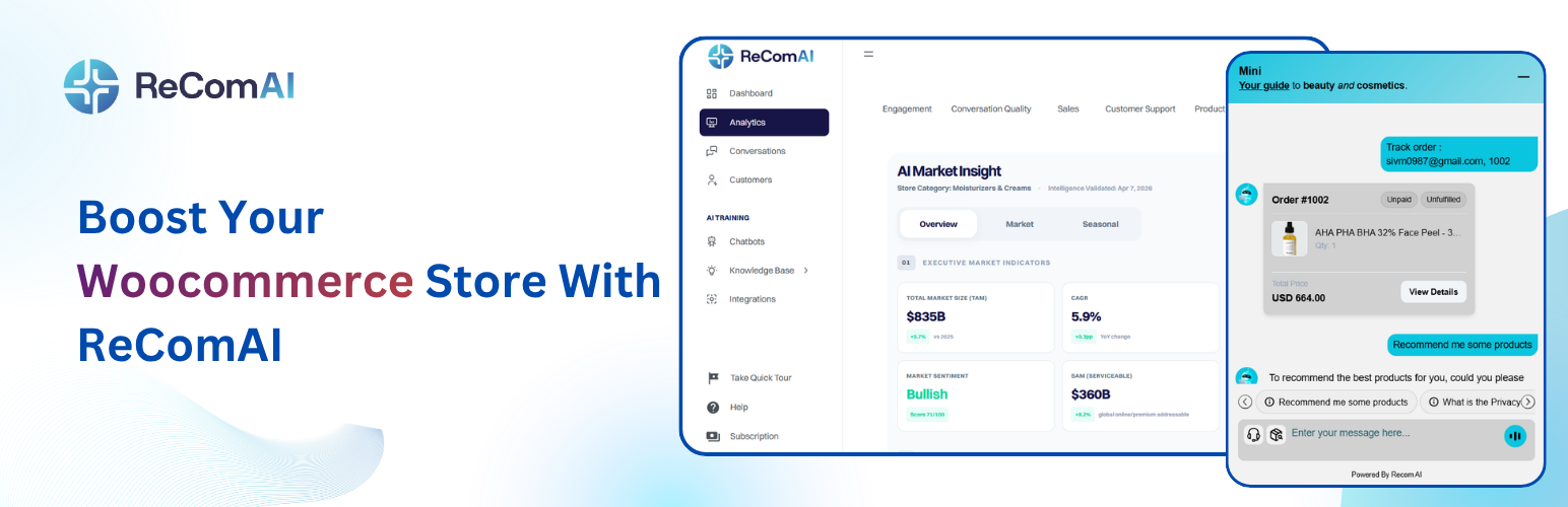 ReComAI Chatbot – AI Customer Support, Live Chat & Smart Recommendations