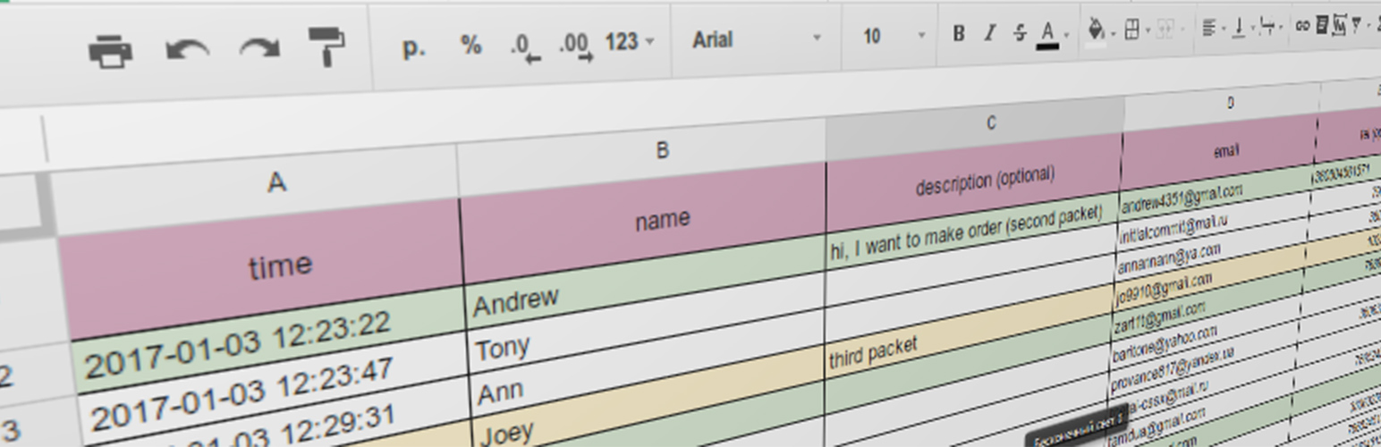CF7 Spreadsheets