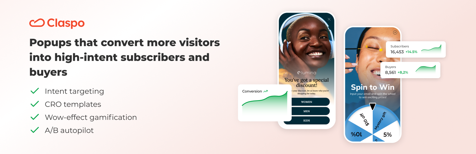 Claspo – Popups, Spin the Wheel & Email Capture