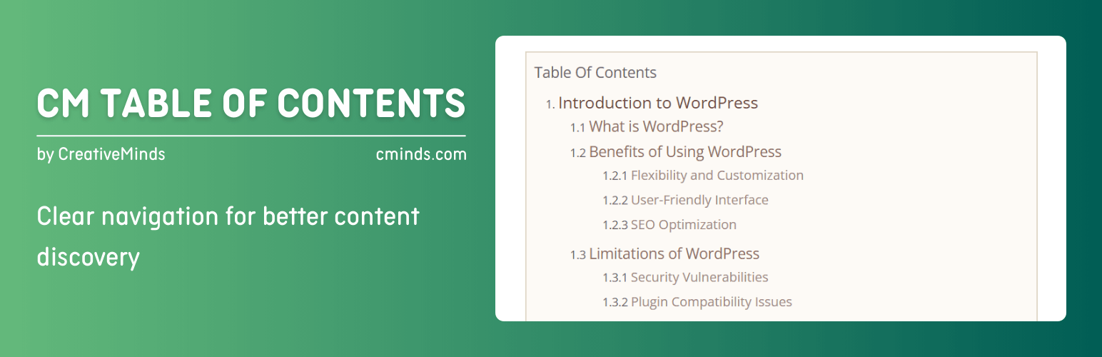 CM Table Of Contents – Clear navigation for better content discovery
