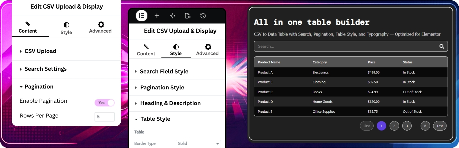 CoderCreation Table Builder for Elementor