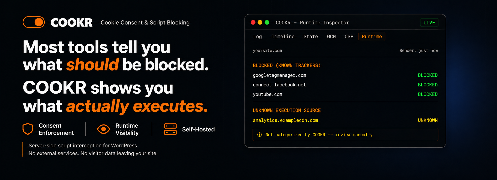 COOKR – Cookie Consent & Script Blocking