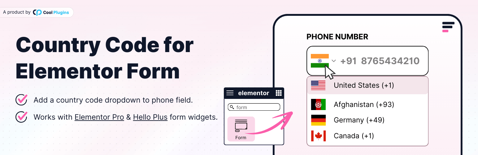 Country Code For Elementor Form Telephone Field