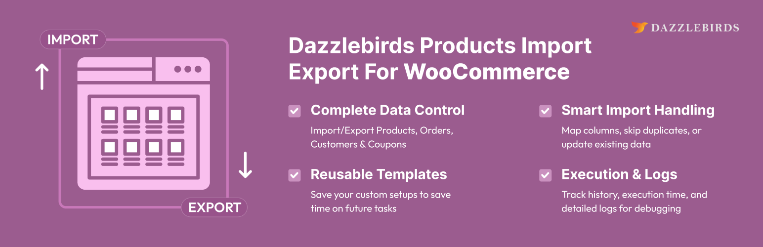 Dazzlebirds Products Import Export For WooCommerce