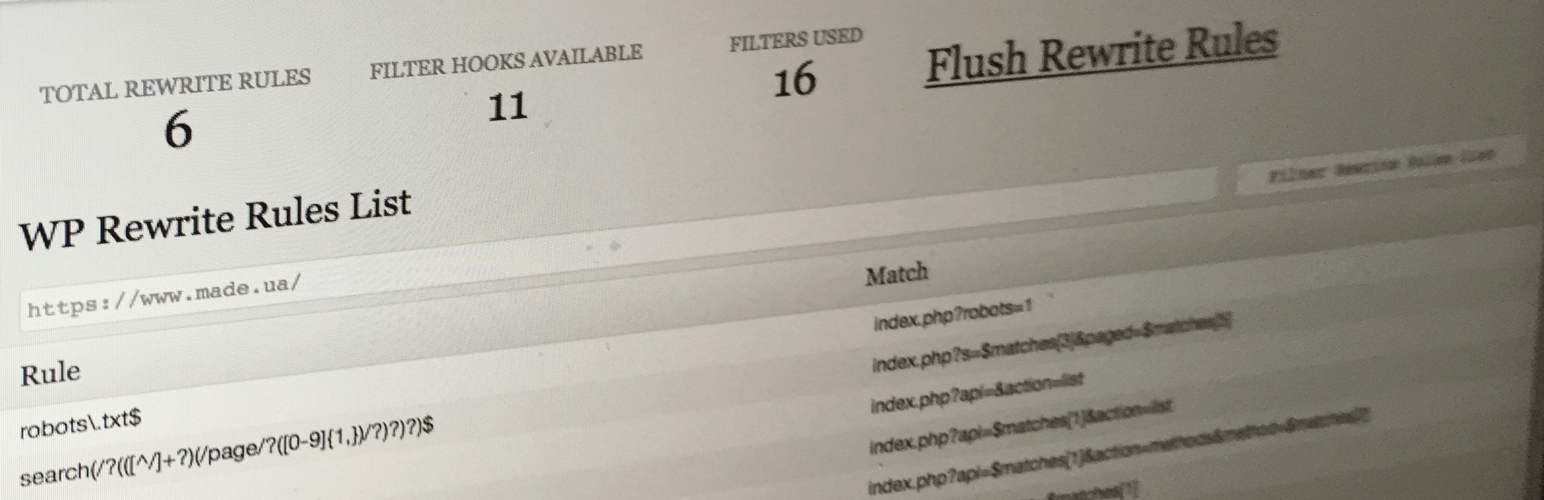 Debug Bar Rewrite Rules