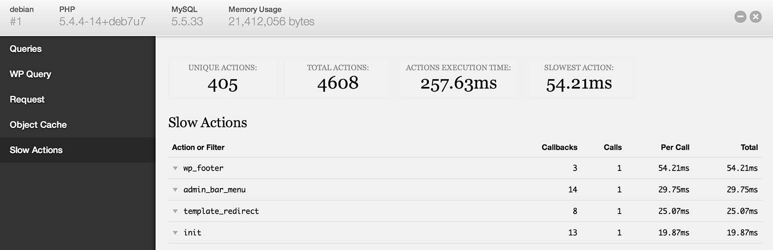 Debug Bar Slow Actions