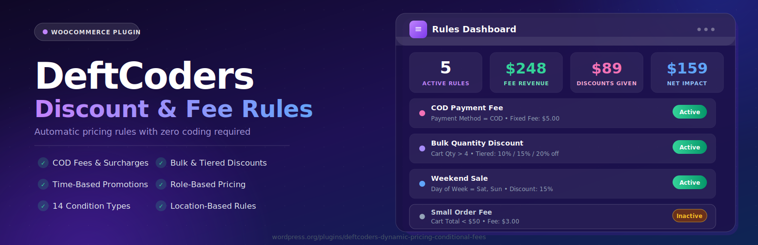DeftCoders – Discount & Fee Rules for WooCommerce