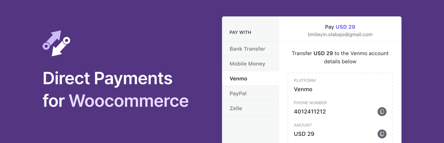 Direct Payments for WooCommerce – Bank Transfer, Mobile Money, Crypto and Peer-to-Peer (P2P) Payments