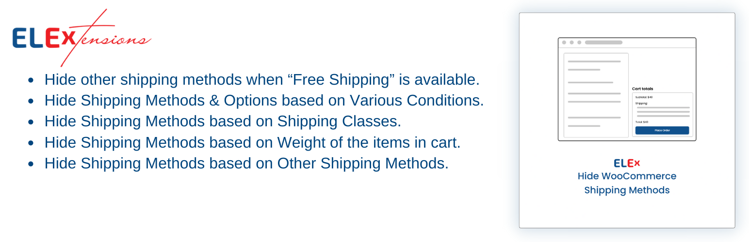 ELEX Hide WooCommerce Shipping Methods