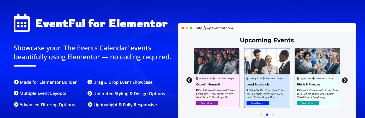 Eventful for Elementor – Events Showcase For The Events Calendar