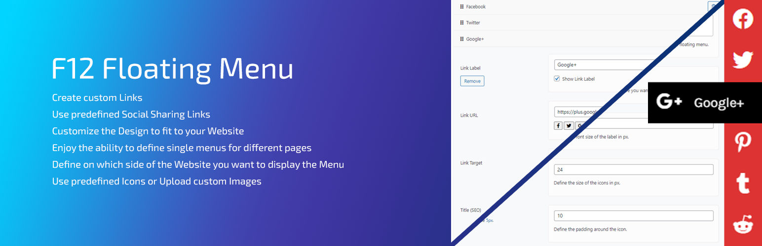 F12 Floating Menu, sticky menu for WordPress