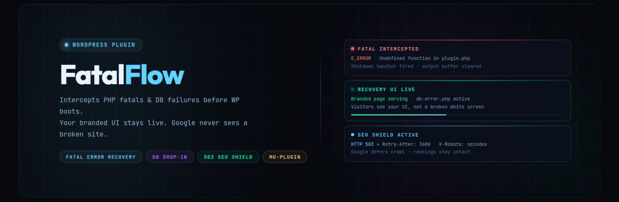 FatalFlow – WordPress Fatal Error Recovery & SEO Protection