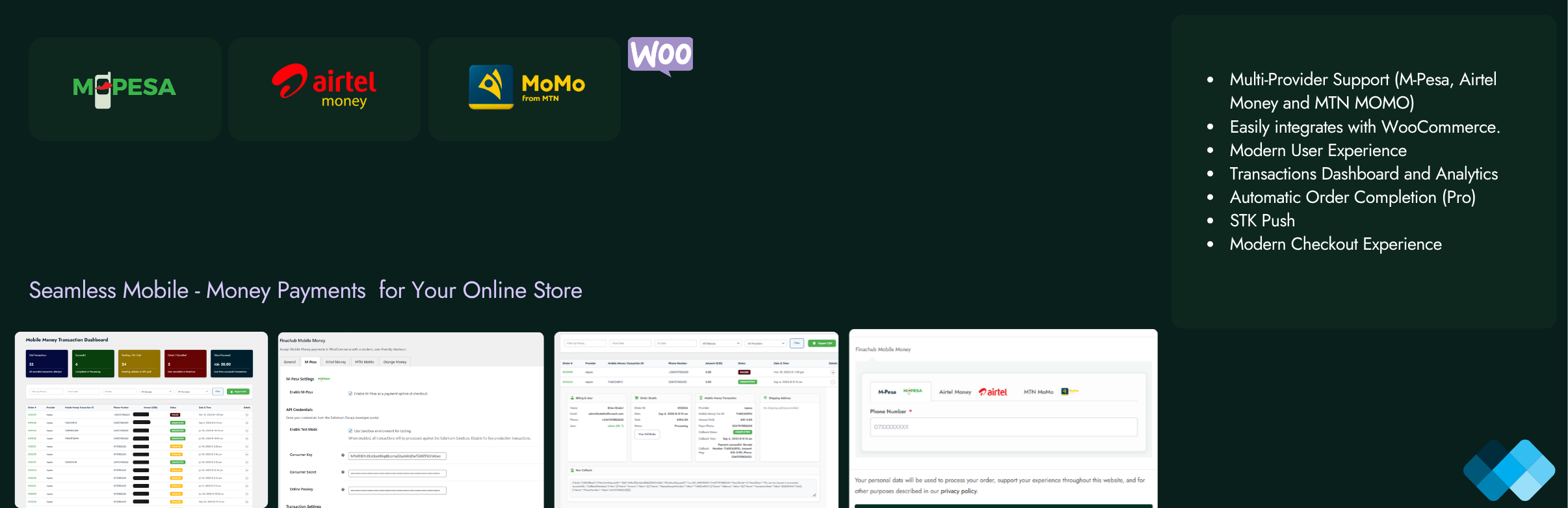 Finachub Mobile Money Checkout for WooCommerce (M-Pesa, Airtel, MTN)