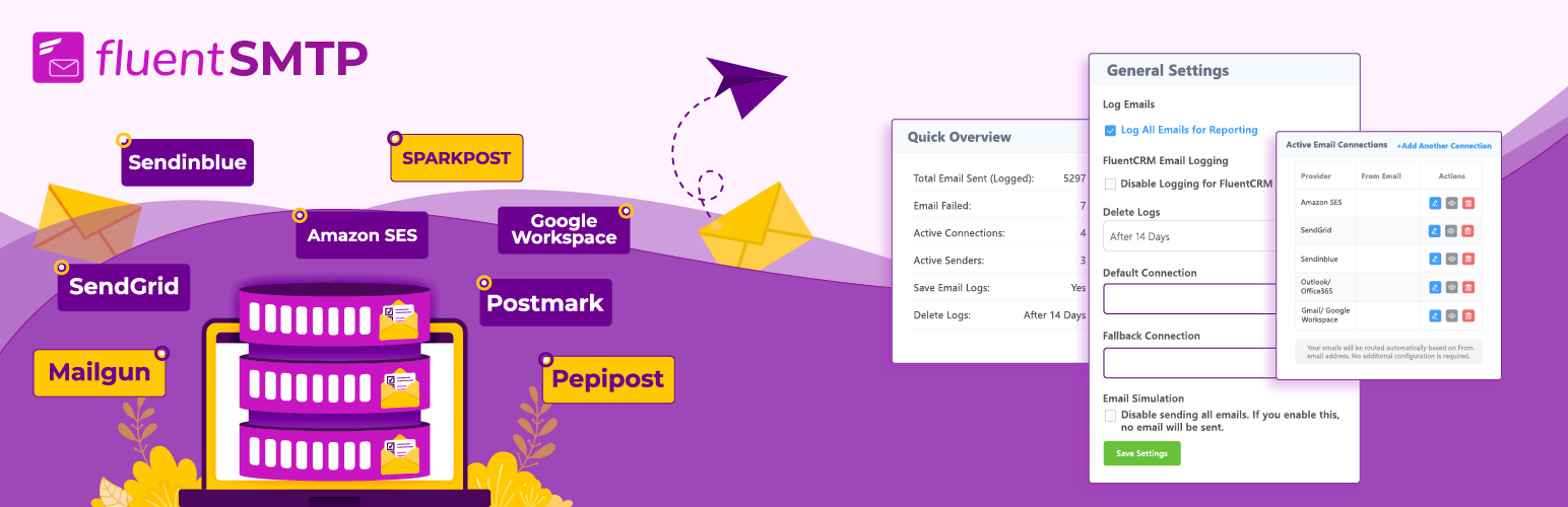FluentSMTP – WP SMTP Plugin with Amazon SES, SendGrid, MailGun, Postmark, Google and Any SMTP Provider
