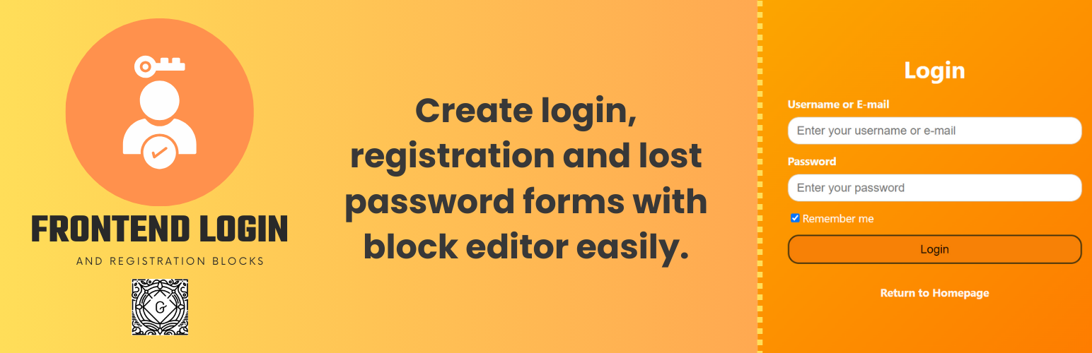Login, Registration and Lost Password Blocks