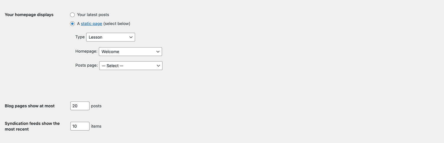 Frontype | Select a custom post type as a front page