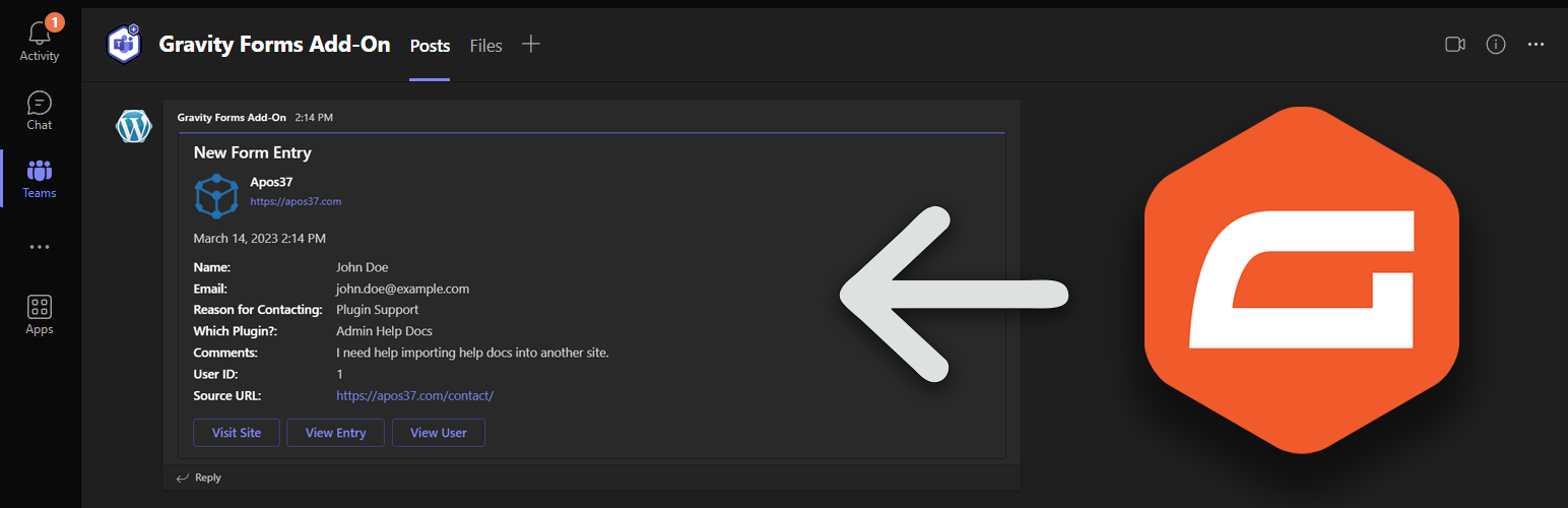Add-On for Microsoft Teams and Gravity Forms