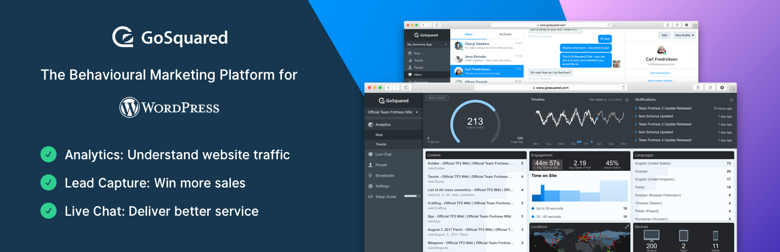 GoSquared – Marketing Automation, CRM, Analytics and Live Chat for WordPress