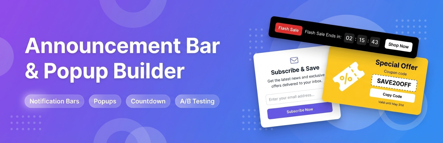 HashBar – Announcement, Notification Bar & Popup Campaign