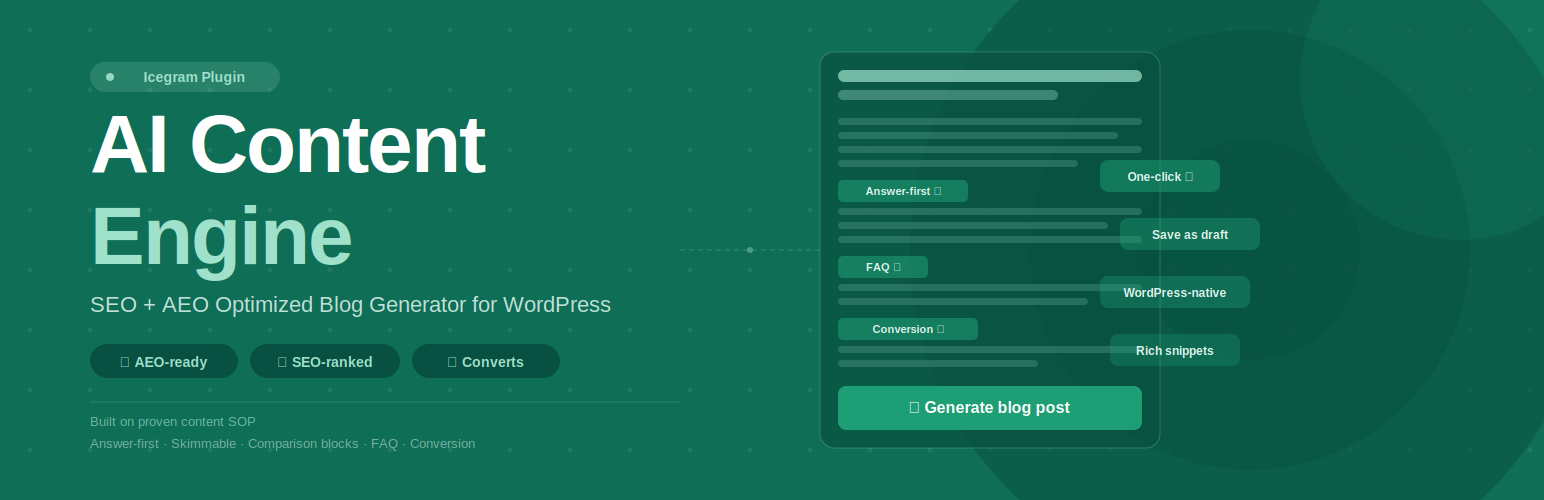 Icegram AI Content Engine – SEO & AEO Blog Generator