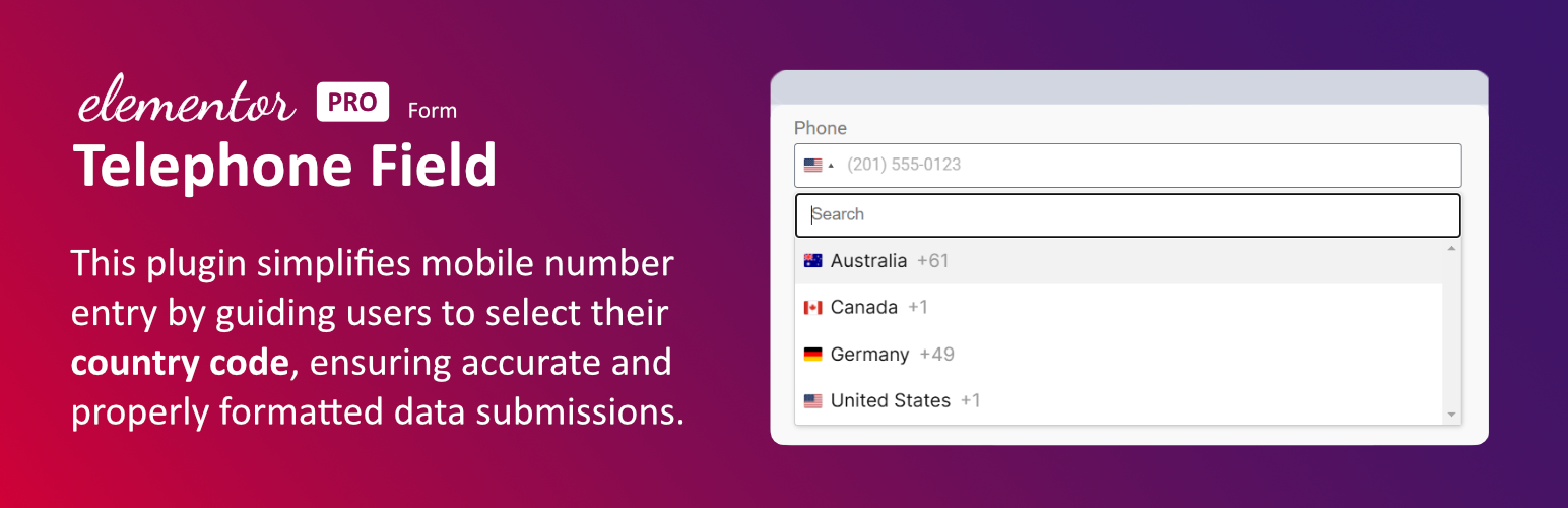 International Telephone Field For Elementor Form