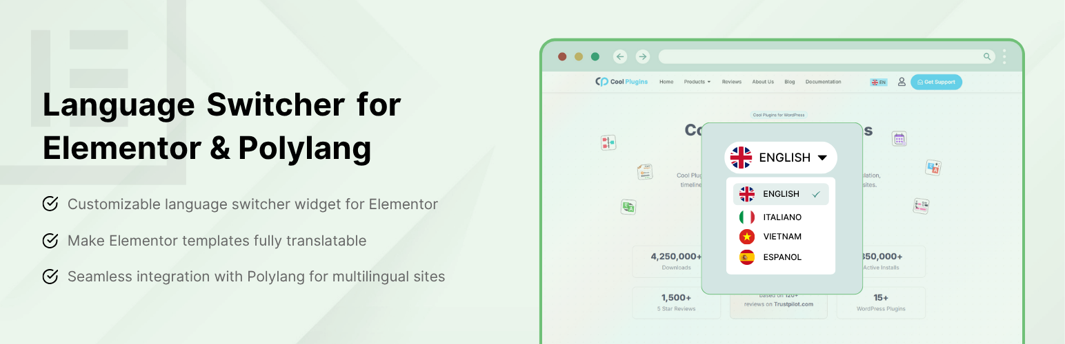 Language Switcher for Elementor & Polylang
