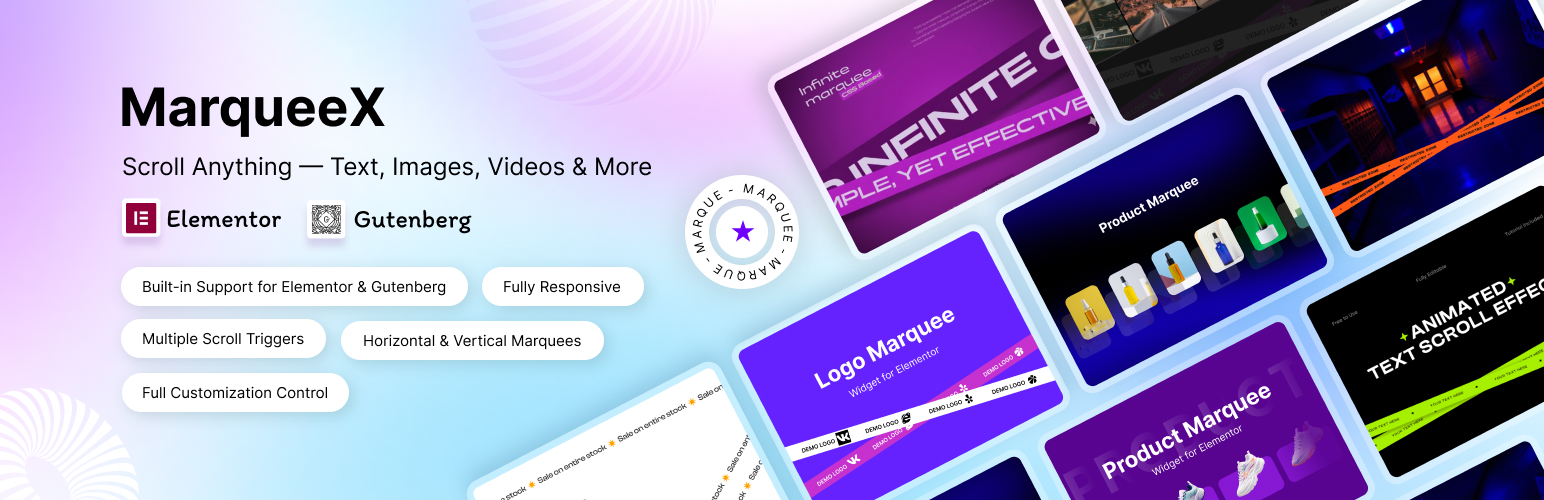 MarqueeX – Smooth Marquee Slider, News Ticker & Post Marquee for Gutenberg & Elementor