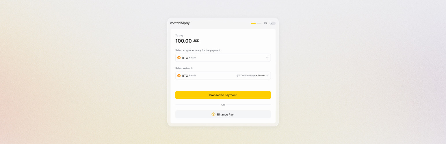 Match2Pay crypto payments for WooCommerce