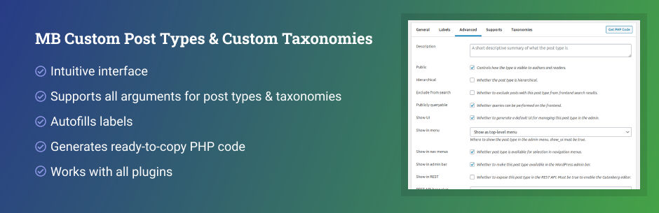 MB Custom Post Types & Custom Taxonomies