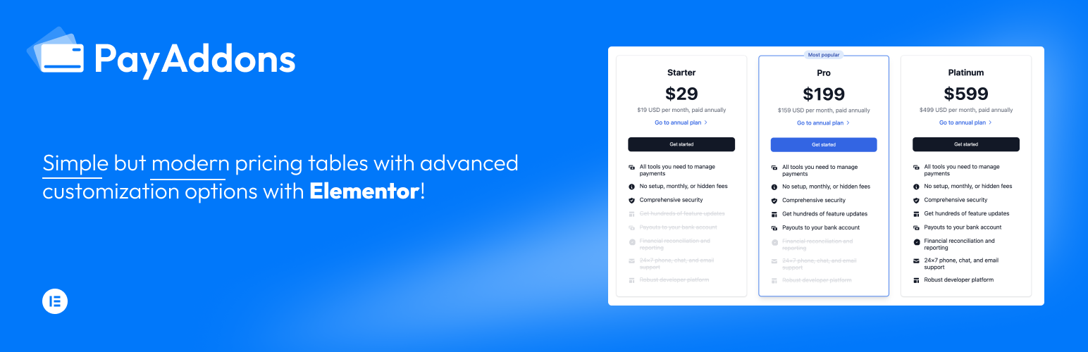 Modern Pricing Table for Elementor