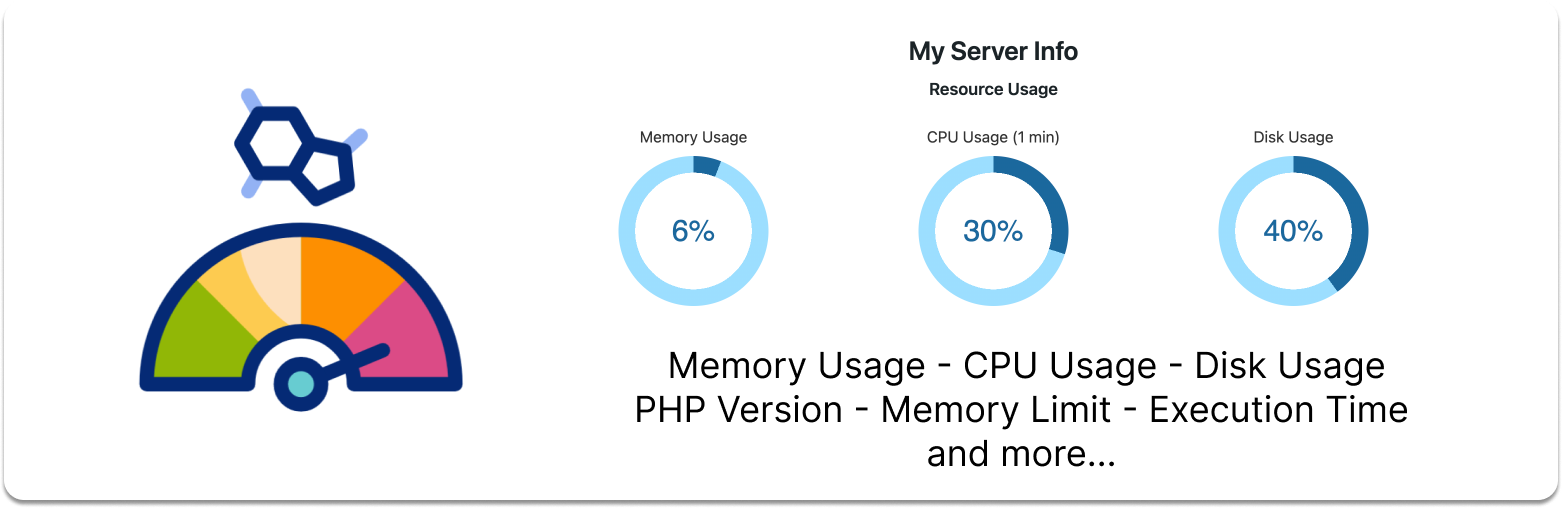 MyServerInfo – Memory Usage, PHP Version, Memory Limit, Execution Time, CPU Usage, Disk Usage