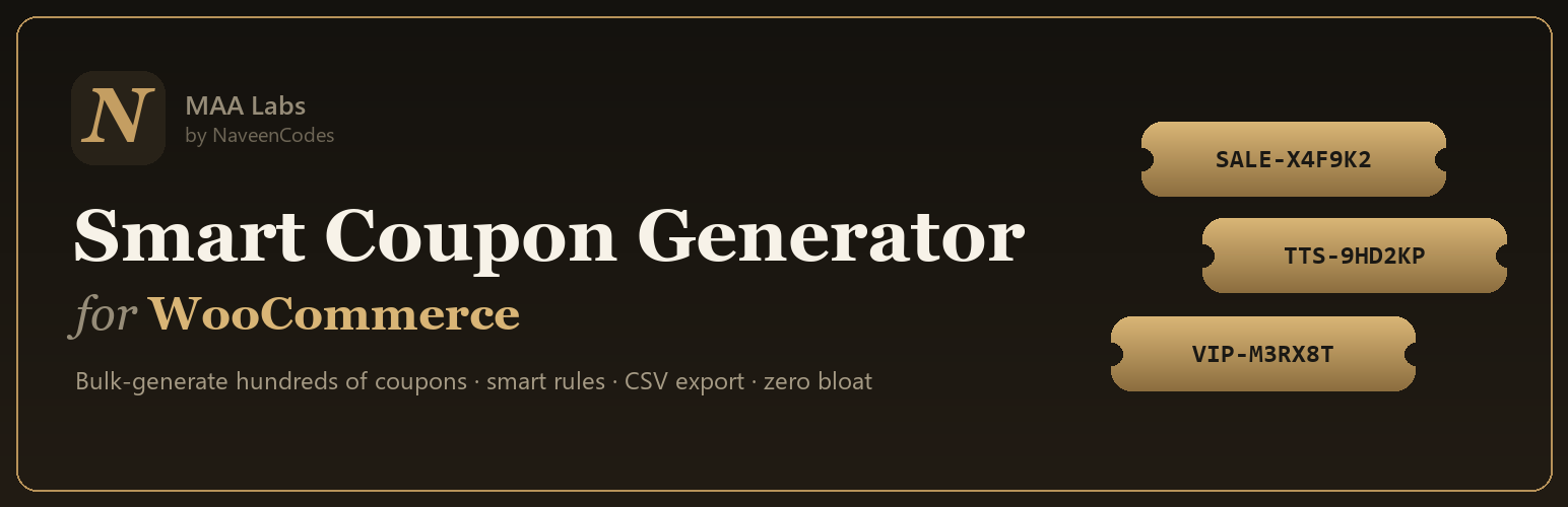 NaveenCodes Smart Coupon Generator for WooCommerce