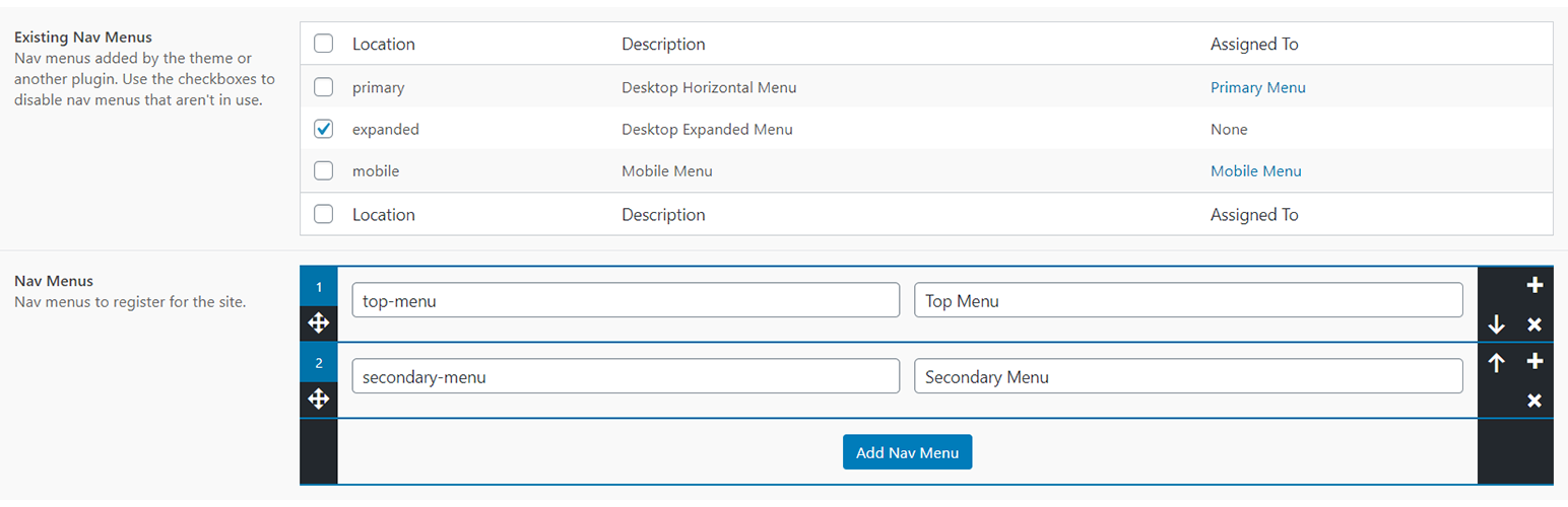 Nav Menu Manager