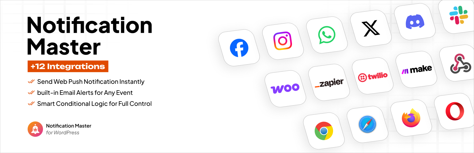 Notification Master – Real-Time WordPress Notifications With Email, SMS, Webhooks & More