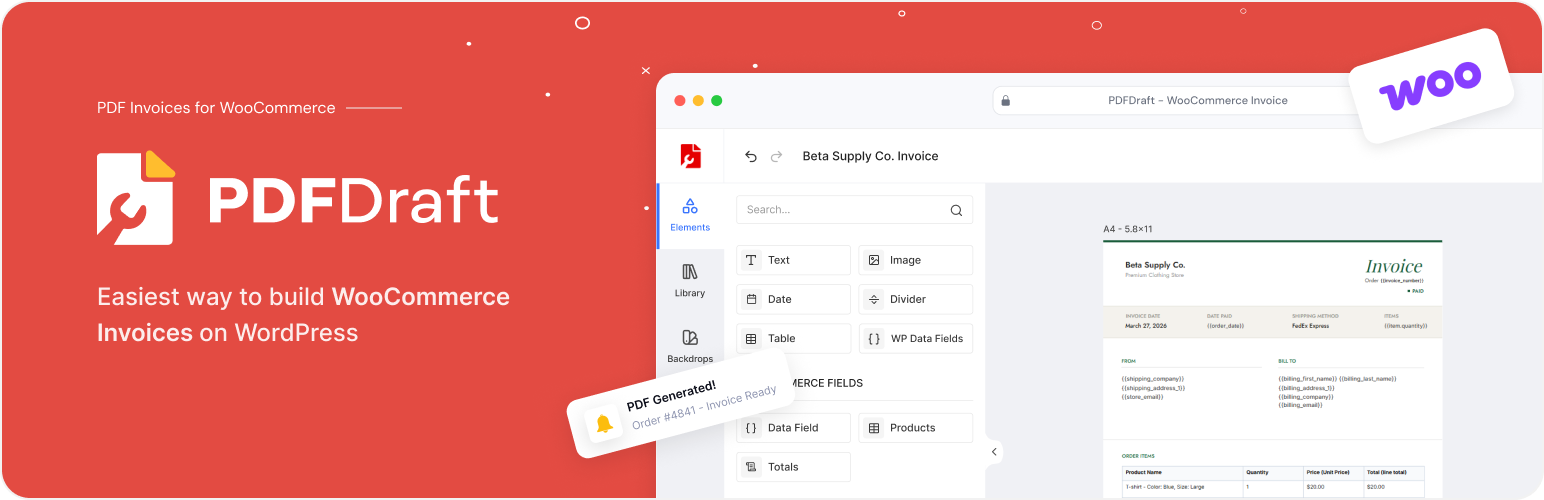 PDFDraft PDF Invoices for WooCommerce