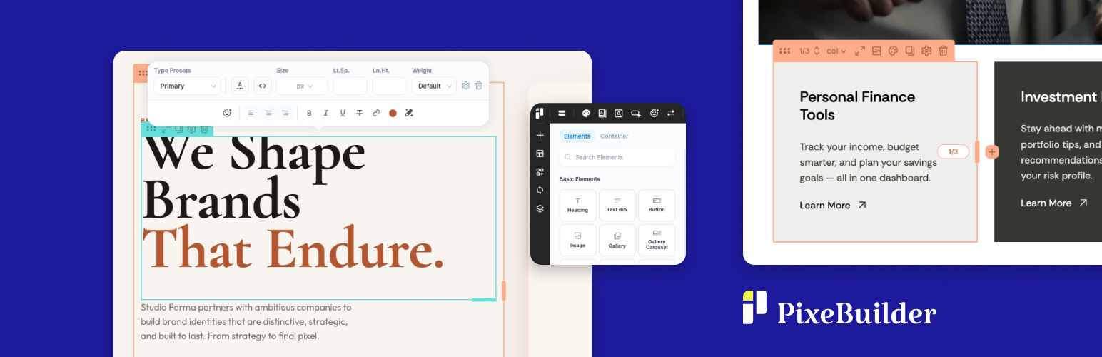 PixeBuilder – Drag & Drop Page Builder & Website Builder