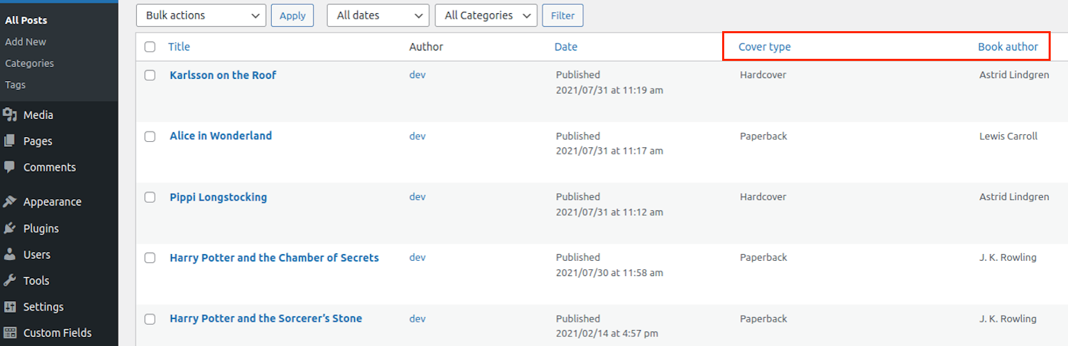 Posts Columns Manager