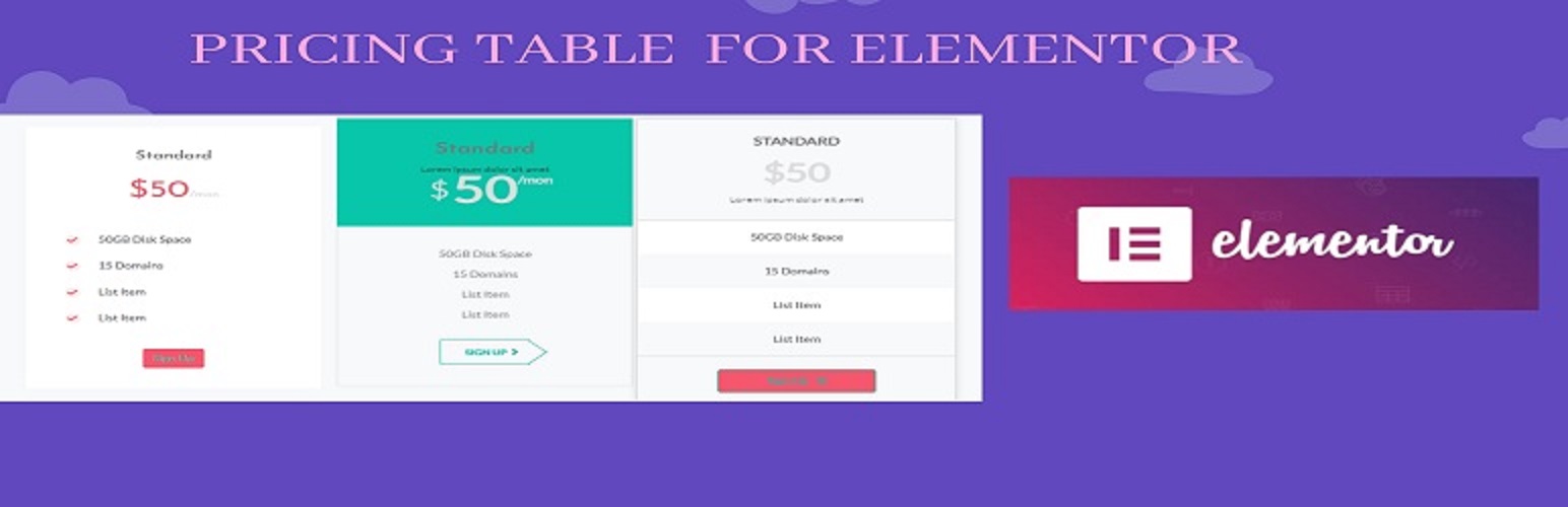 Pricing table addon for elementor