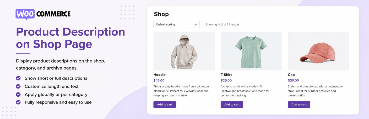 Product Description on Shop & Archive Pages for WooCommerce