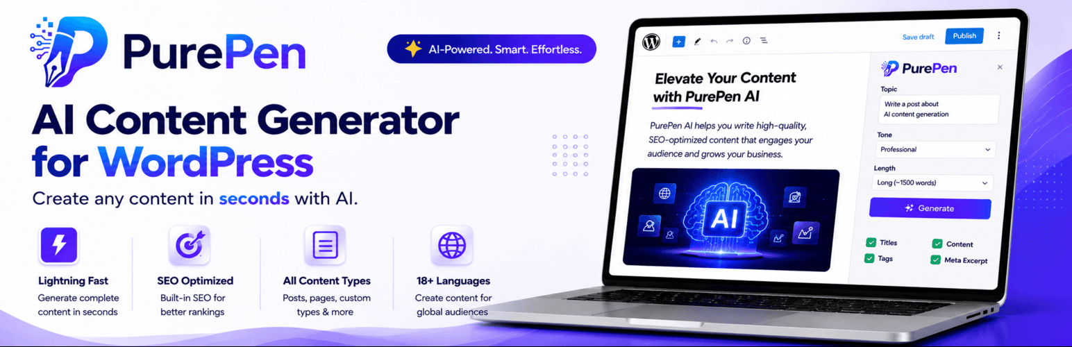 PurePen AI – 1-Click GPT AI Writer & AI Content Generator for WordPress