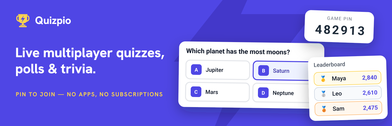 Quizpio – Live Multiplayer Quizzes, Polls & Trivia