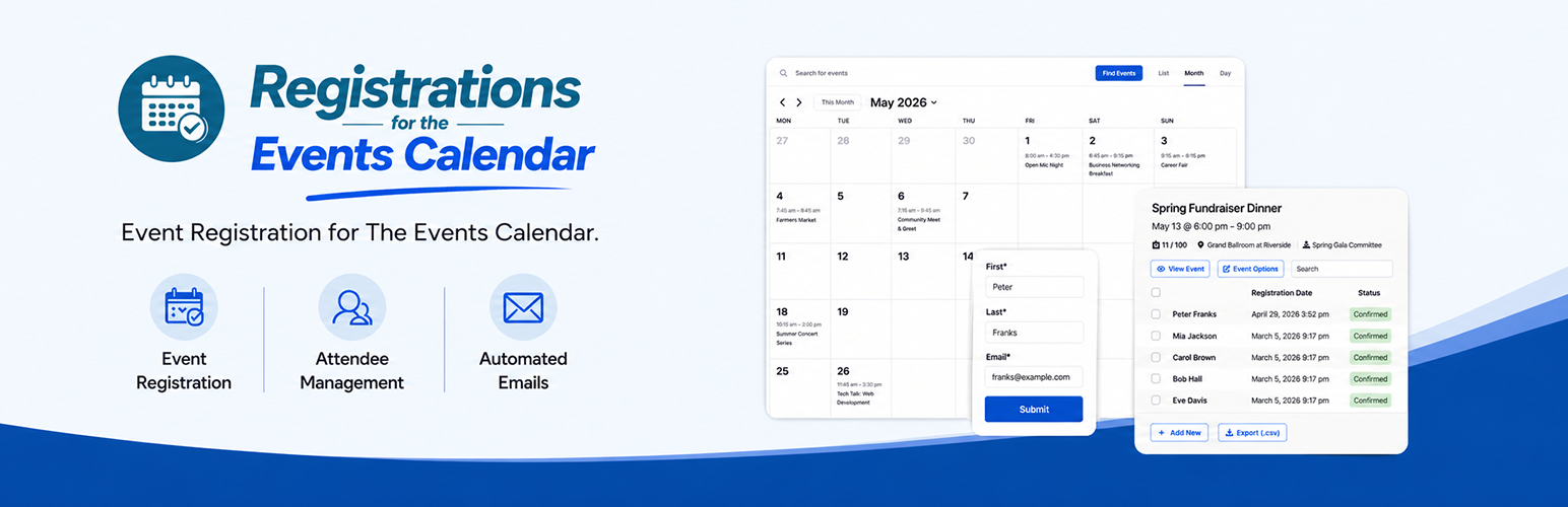 Registrations for the Events Calendar – Event Registration Plugin
