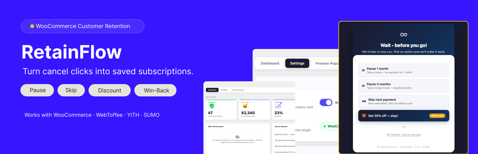 RetainFlow — Subscription Retention for WooCommerce