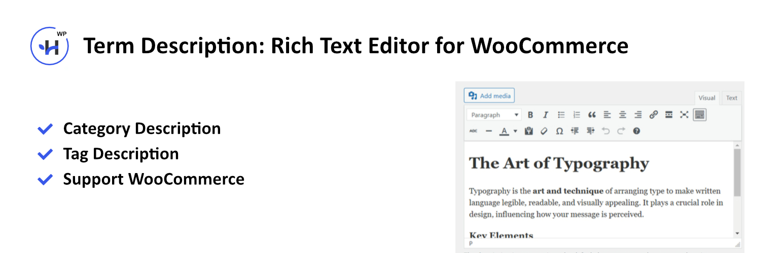 Term Description: Rich Text Editor (Powered by TinyMCE) for WooCommerce