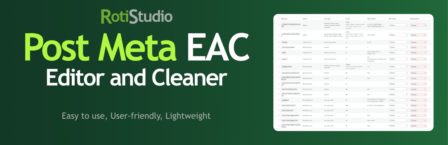 Post Meta Editor and Cleaner by RotiStudio