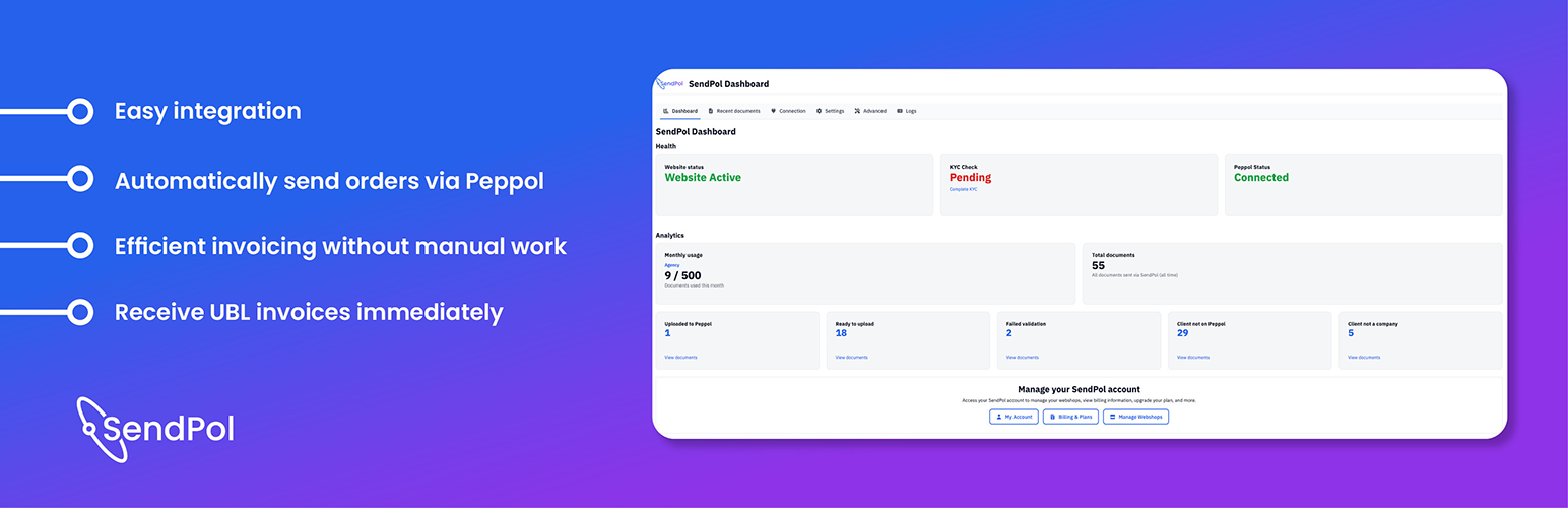 Peppol e-Invoicing Integration by SendPol