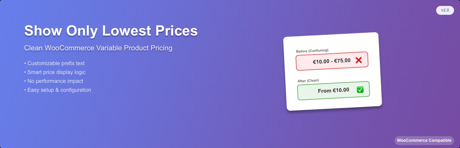 Show only lowest prices in variable products for WooCommerce