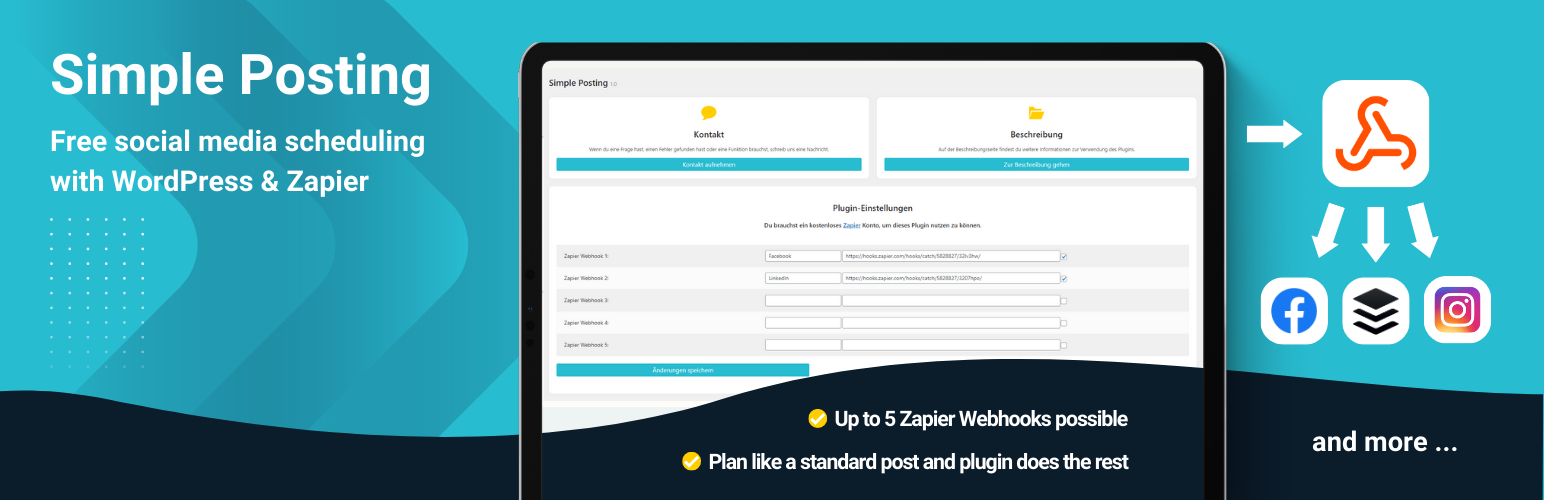 Simple Posting – Free social media scheduling with WordPress & Zapier