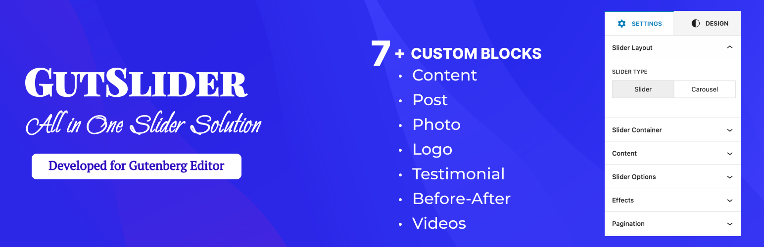 GutSlider – All in One Slider and Carousel Blocks for Gutenberg