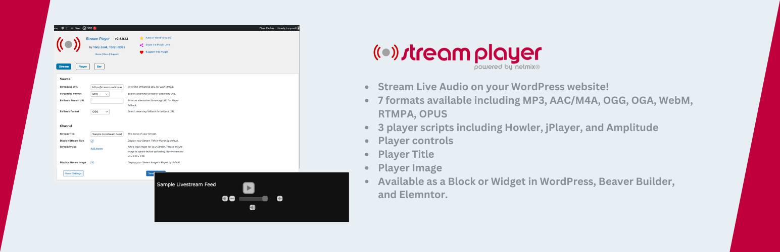 Stream Player by netmix® – Streaming audio for WordPress!